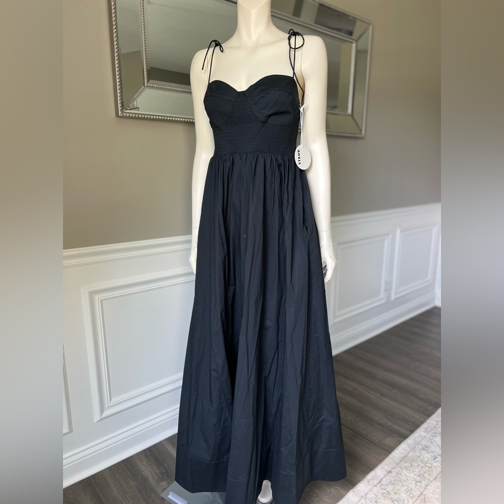 STAUD Landry Black Maxi Dress Size L NWT 350$ - Picture 11 of 13